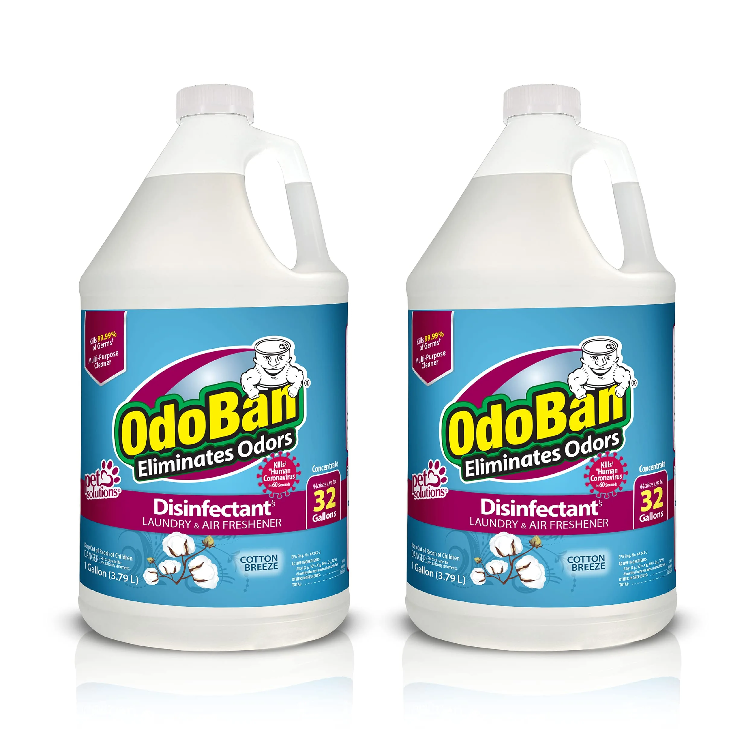 OdoBan Disinfectant Concentrate and Odor Eliminator, 2 Gallons, Cotton Breeze Scent