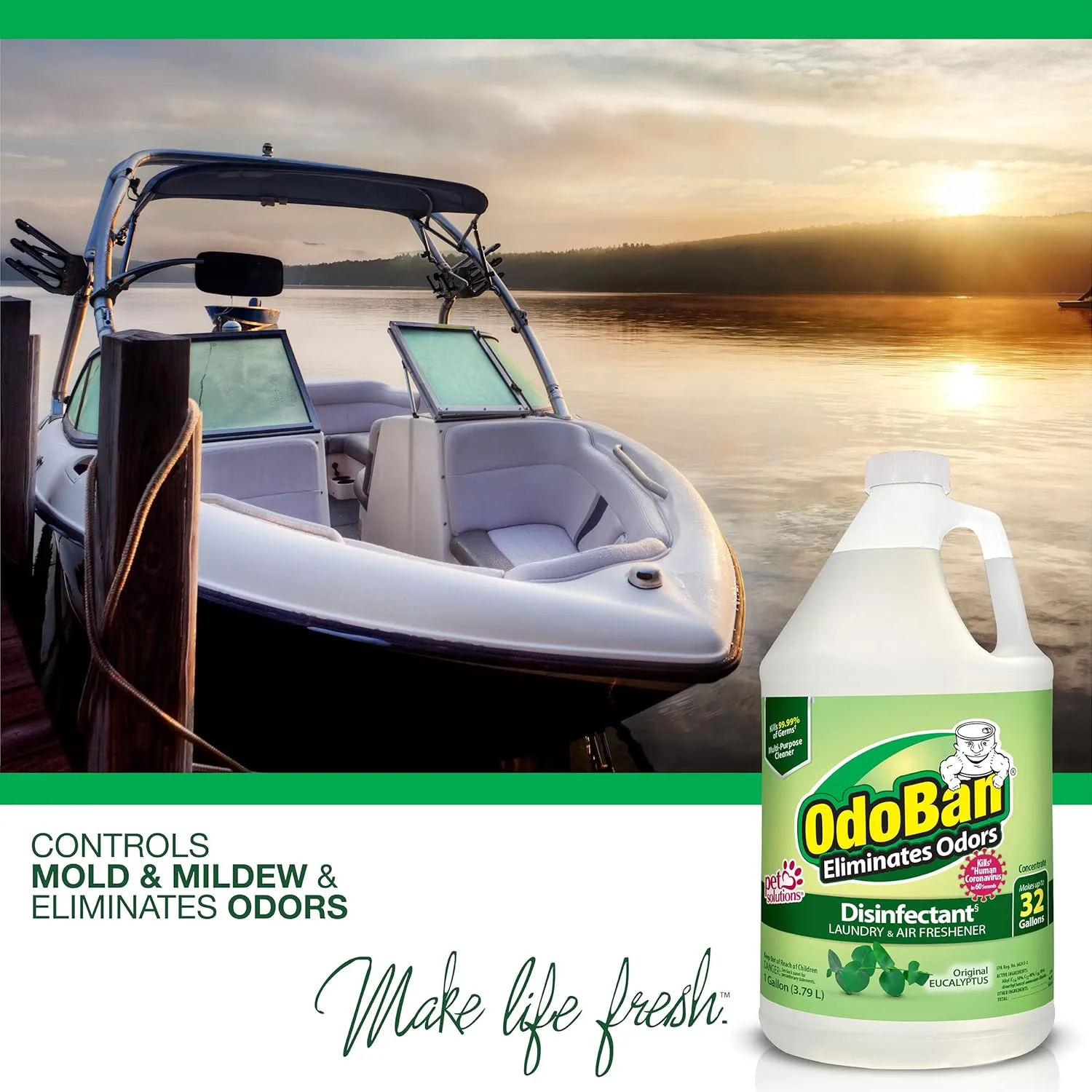 OdoBan Disinfectant Concentrate and Odor Eliminator, 1 Gallon, Original Eucalyptus Scent Eucalyptus 128 Fl Oz (Pack of 1)