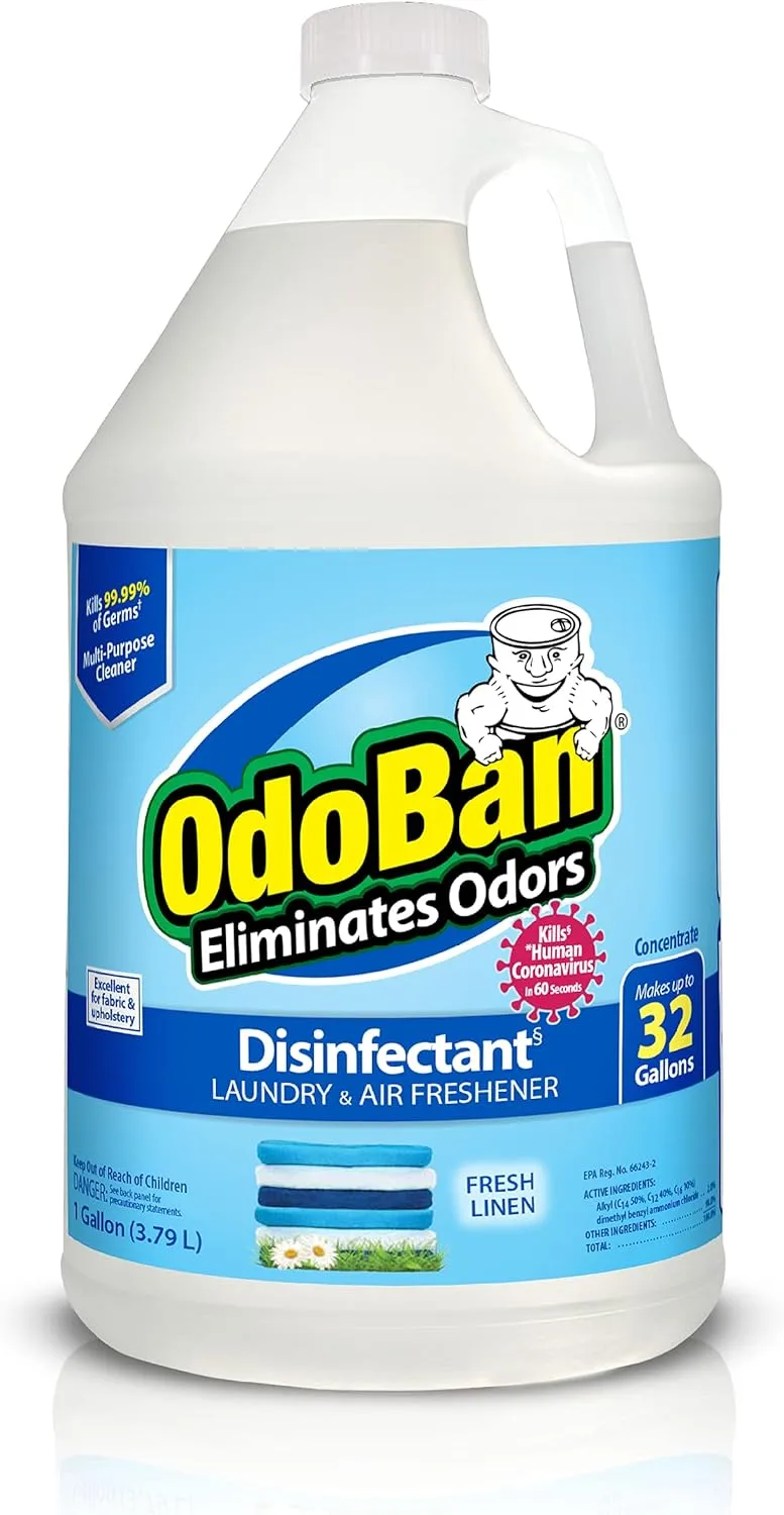 OdoBan Disinfectant Concentrate and Odor Eliminator, 1 Gallon, Fresh Linen Scent 128 Fl Oz (Pack of 1)