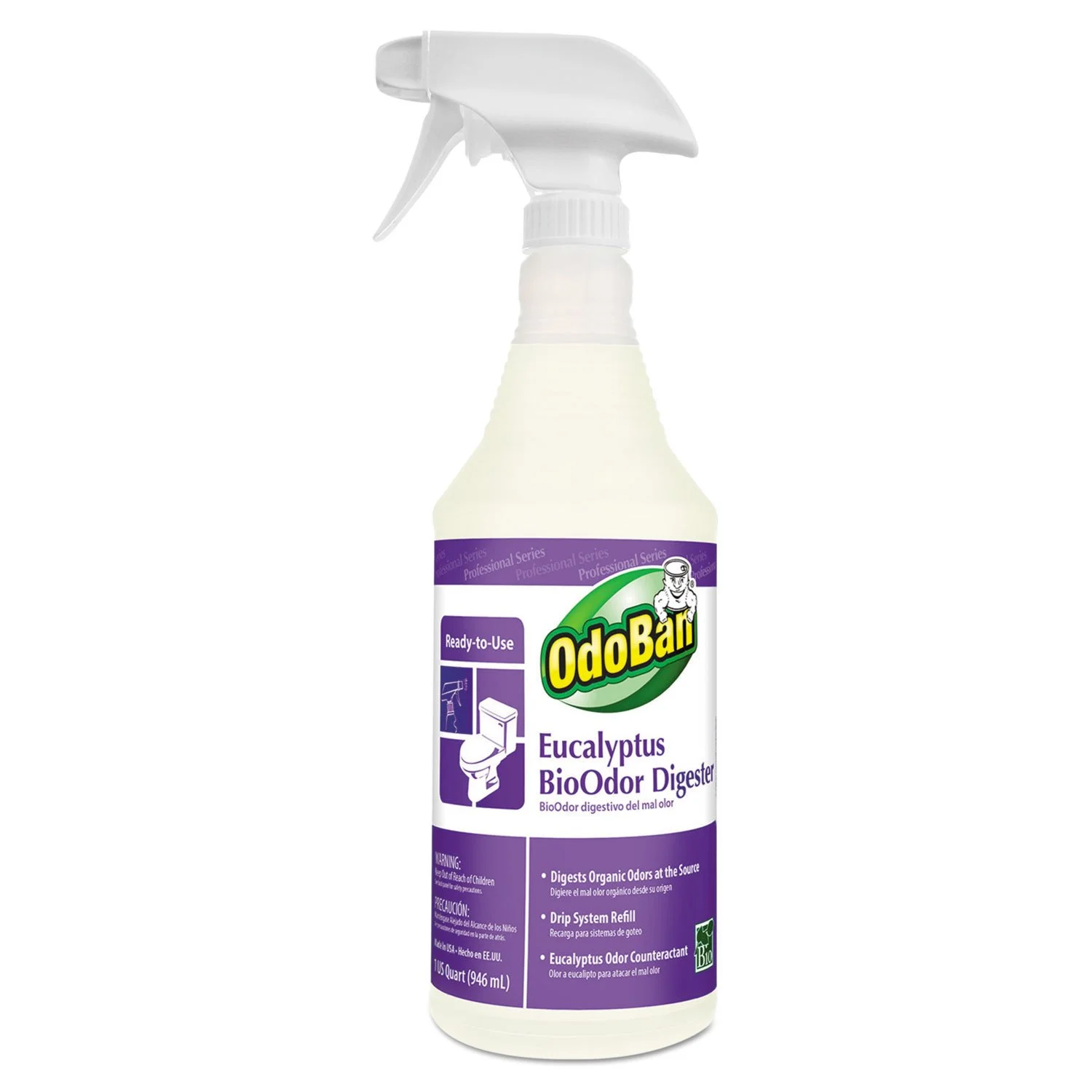 OdoBan BioOdor Digester Spray, Eucalyptus Scent, 32 fl oz - 12/Carton