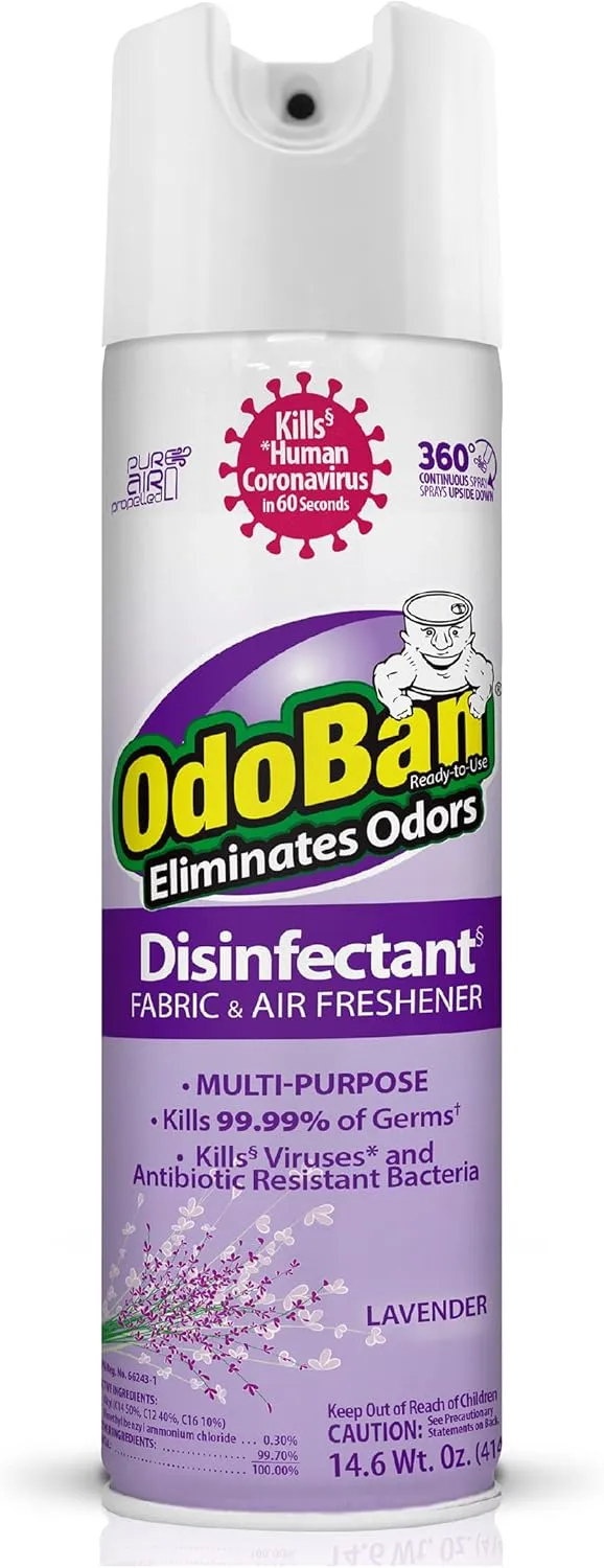 OdoBan Ready-to-Use 360-Degree Continuous Spray Disinfectant & Harsh Aroma Eliminator, Fabric and Air Freshener