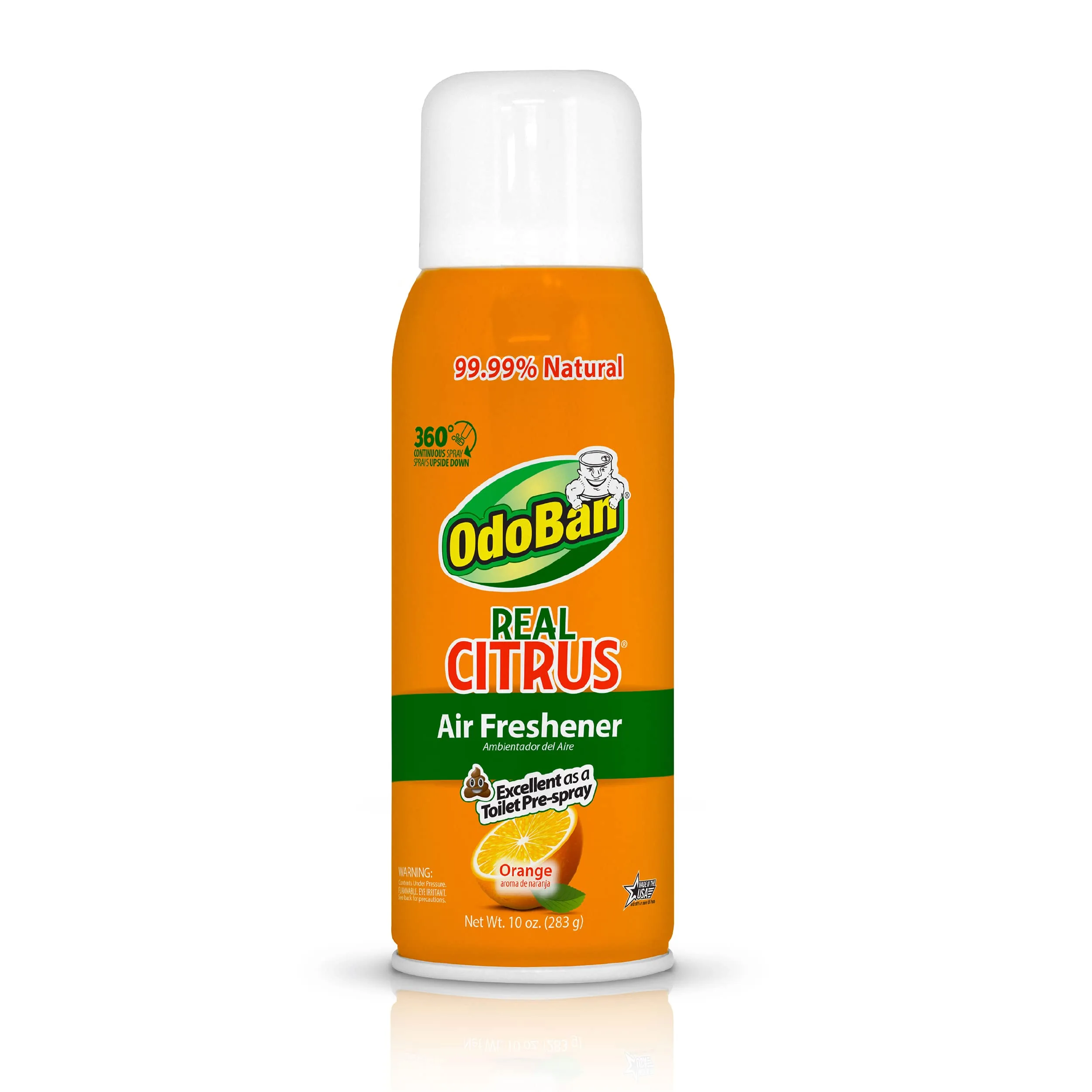 OdoBan Aroma Eliminator, 360-Degree Continuous Spray Natural Oil Real Citrus Air Freshener, Toilet Spray, Made in the USA
