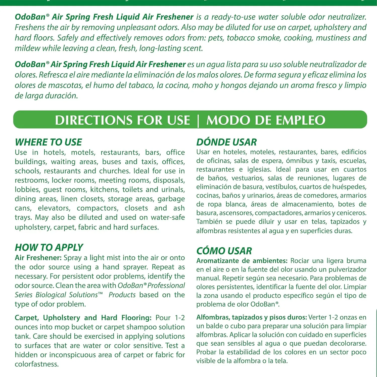 OdoBan Professional Series Ready-to-Use Air Spring Fresh Liquid Air Freshener, Spring Fresh Scent, 1 Gallon