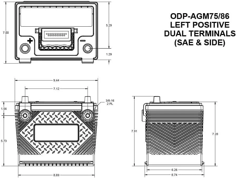 Odyssey Battery ODP-AGM7586 Performance Series AGM Battery