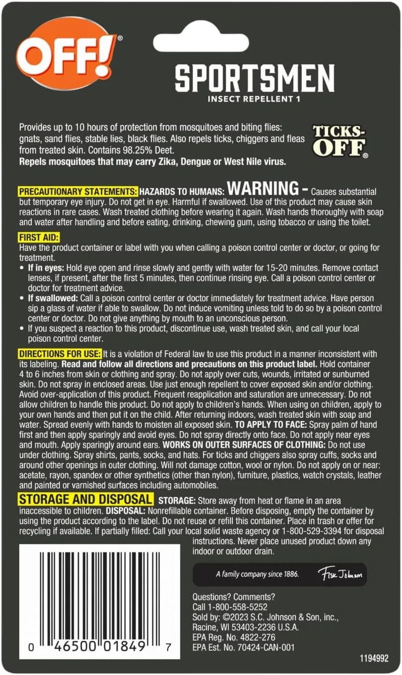 OFF! Deep Woods Sportsmen Insect Repellent, 1 Oz, Pack Of 12 Bottles