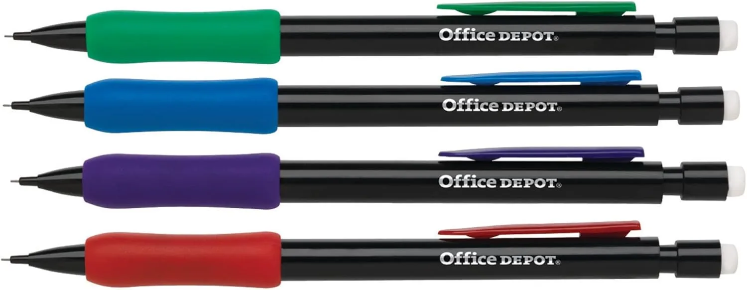 Office Depot Mechanical Pencils With Comfort Grip, 0.7 mm, Pack Of 12, Black Barrel, OD83850