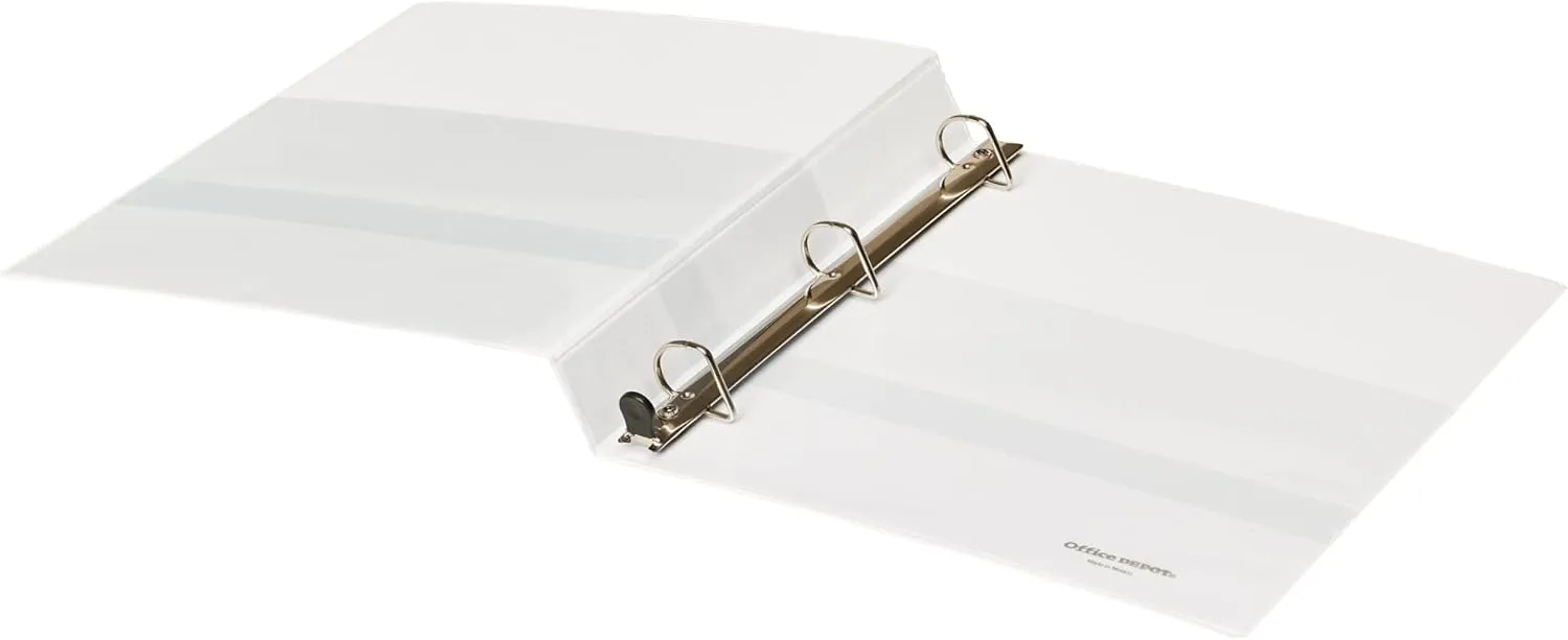 Office Depot® Heavy-Duty View 3-Ring Binder, 1" D-Rings, 49% Recycled, White, Pack Of 4