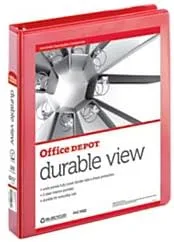 Office Depot Brand Durable View 3-Ring Binder, 1" Round Rings, Red