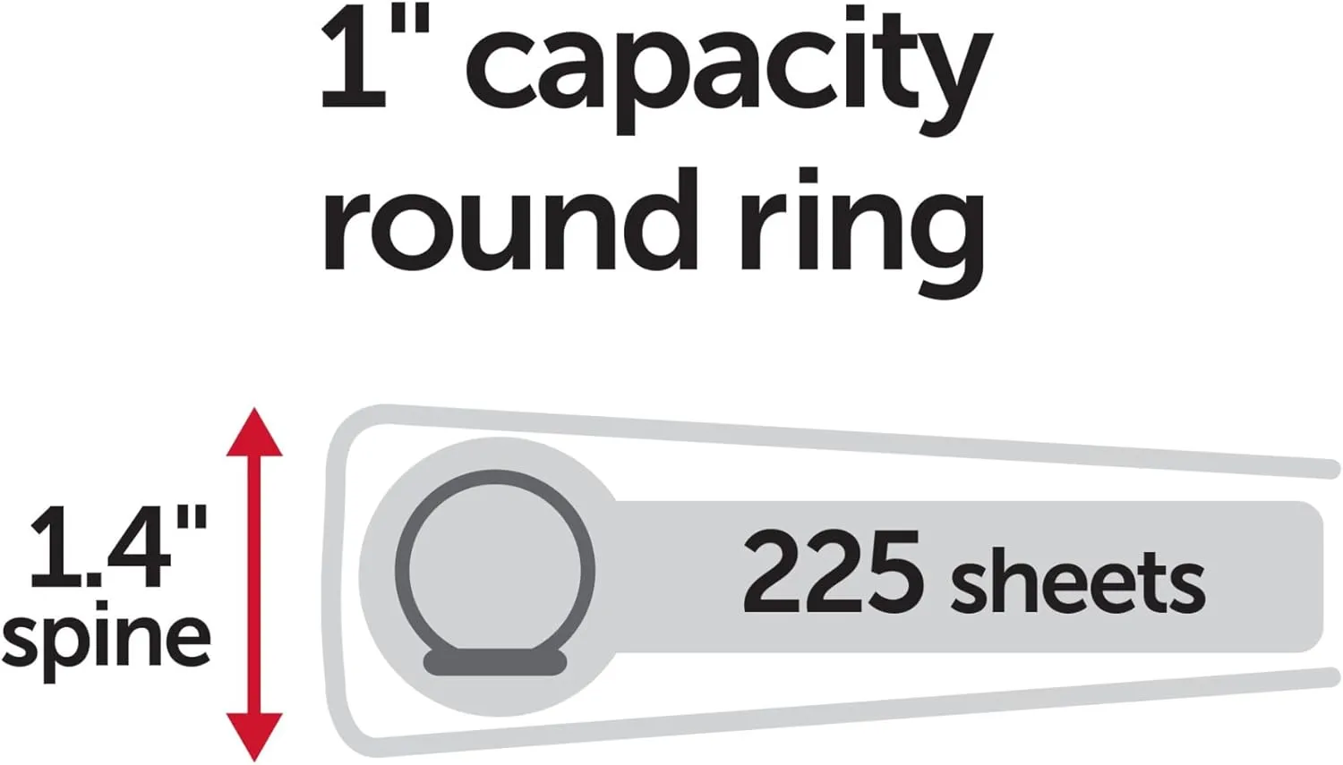 Just Basics Round-Ring View Binder, 1in Rings, 61% Recycled, Black, Pack of 12