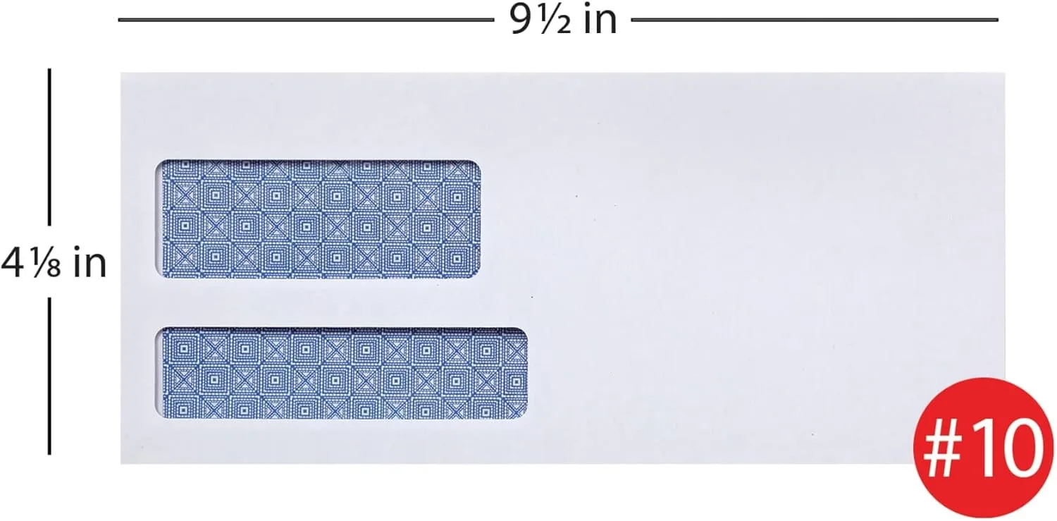 Office Depot 100% Recycled Lift & Press #10 Double-Window Envelopes, Self-Seal, White, 500/Box