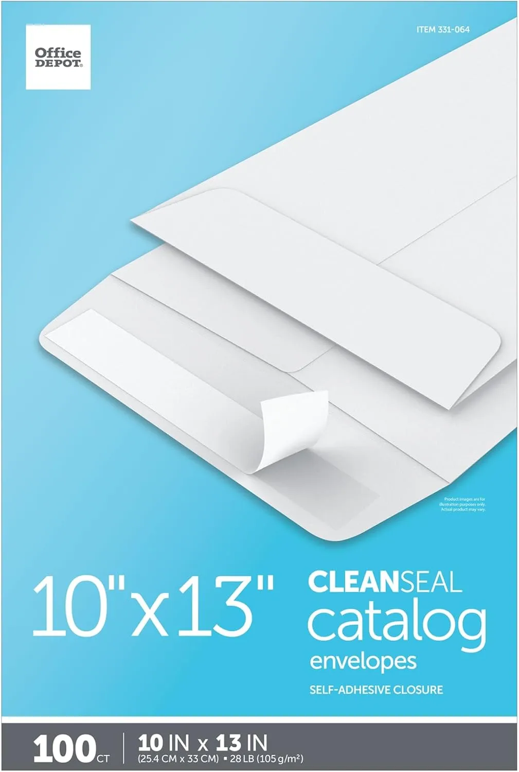 Office Depot Clean Seal Catalog Envelopes, 10in x 13in, White, Pack of 100