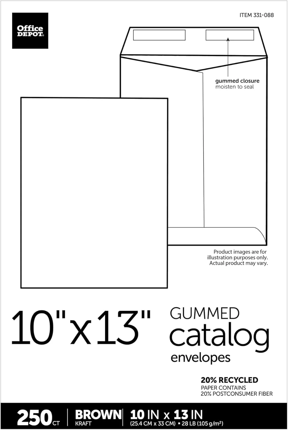 Office Depot 10in x 13in Manila Catalog Envelopes, Brown Kraft, Pack of 250
