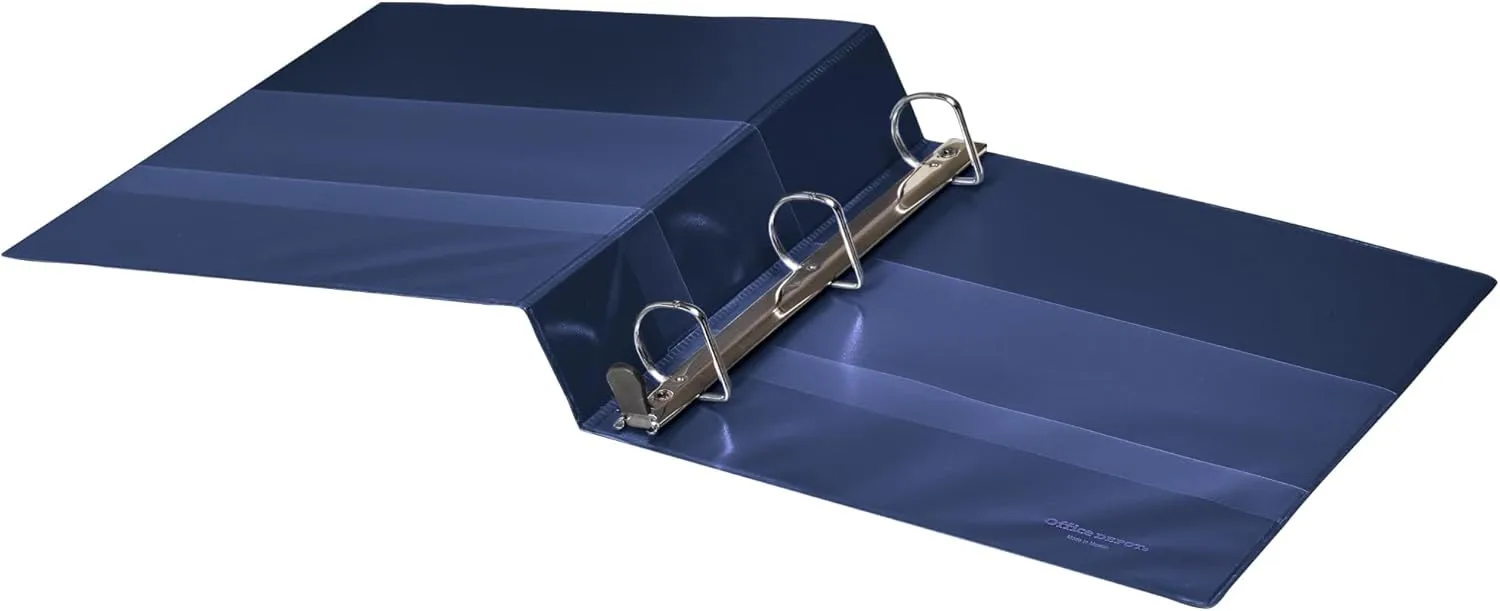 Office Depot® Heavy-Duty View 3-Ring Binder, 1 1/2" D-Rings, 49% Recycled, Navy