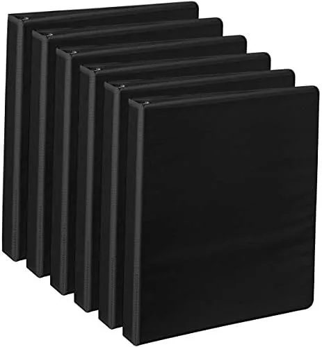 Office Depot® - Durable Round-Ring View Binders - 11.9 x 10.4 x 5.4 in - Black - 6/Pack