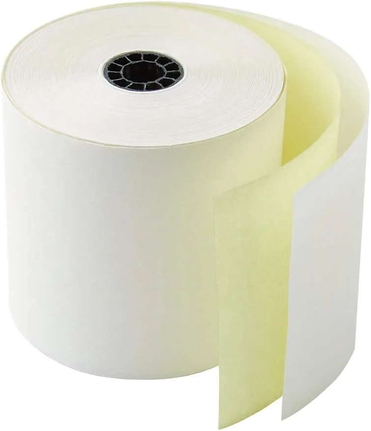 Office Depot 2-Ply Paper Rolls, 3in. x 85ft., Canary/White, Pack Of 10, 109275