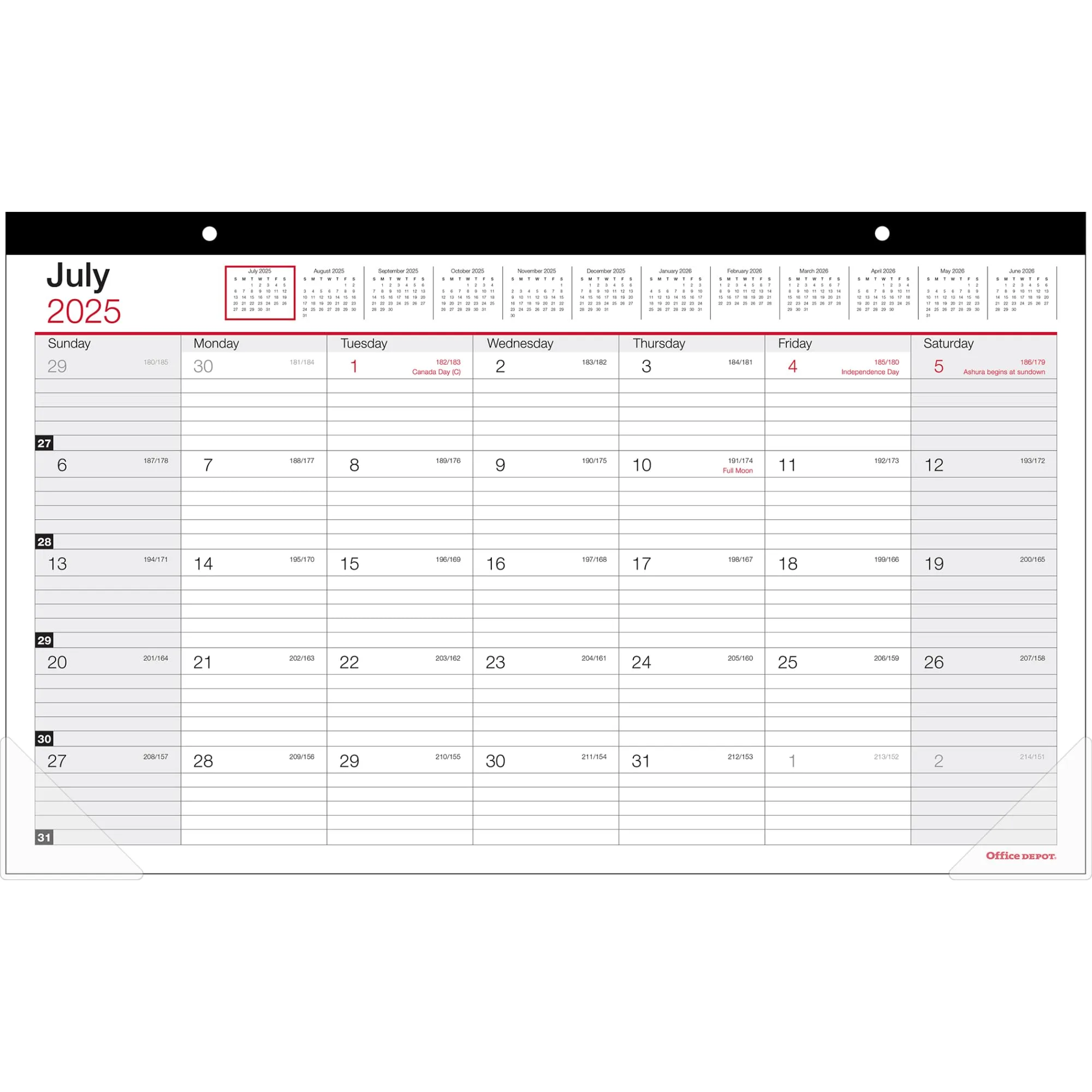 2025-2026 Office Depot® Brand Monthly Academic Desk Calendar, 17-3/4" x 10-7/8", 30% Recycled, July 2025 To June 2026