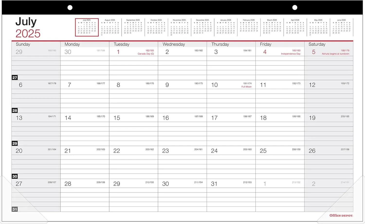 2025-2026 Office Depot® Brand Monthly Academic Desk Calendar, 17-3/4" x 10-7/8", 30% Recycled, July 2025 To June 2026