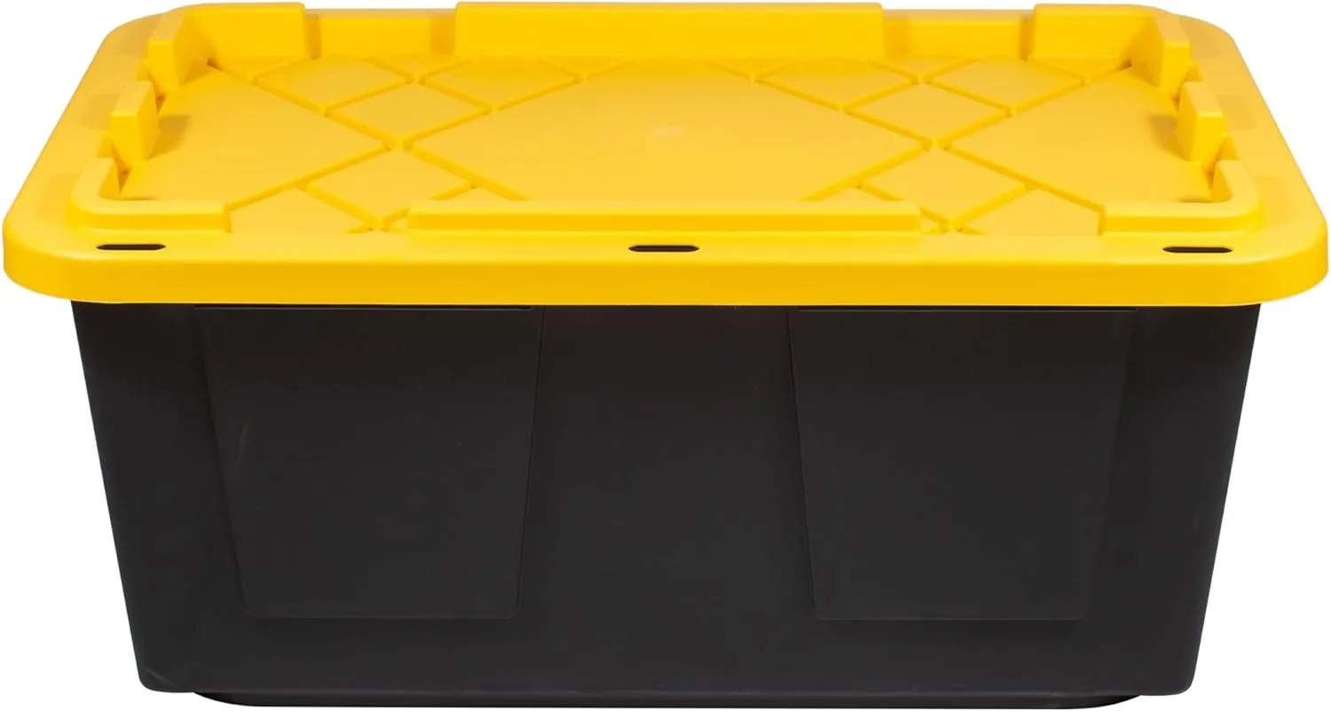 Office Depot Brand by Greenmade Professional Storage Totes, 23-Gallon, Black/Yellow, Pack Of 4