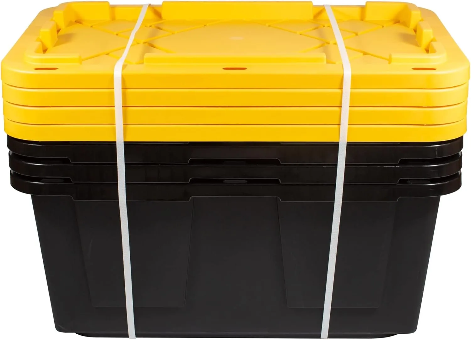 Office Depot Brand by Greenmade Professional Storage Totes, 23-Gallon, Black/Yellow, Pack Of 4
