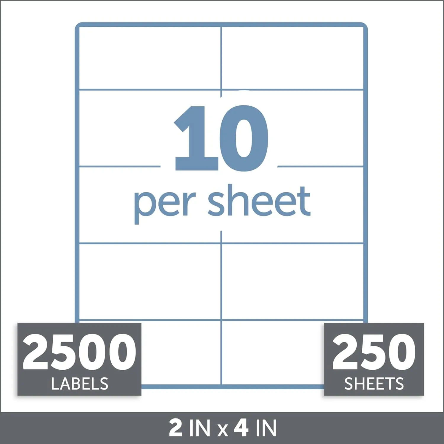 Office Depot White Laser Shipping Labels, 2in. x 4in., Pack of 2500, 505-O004-0020