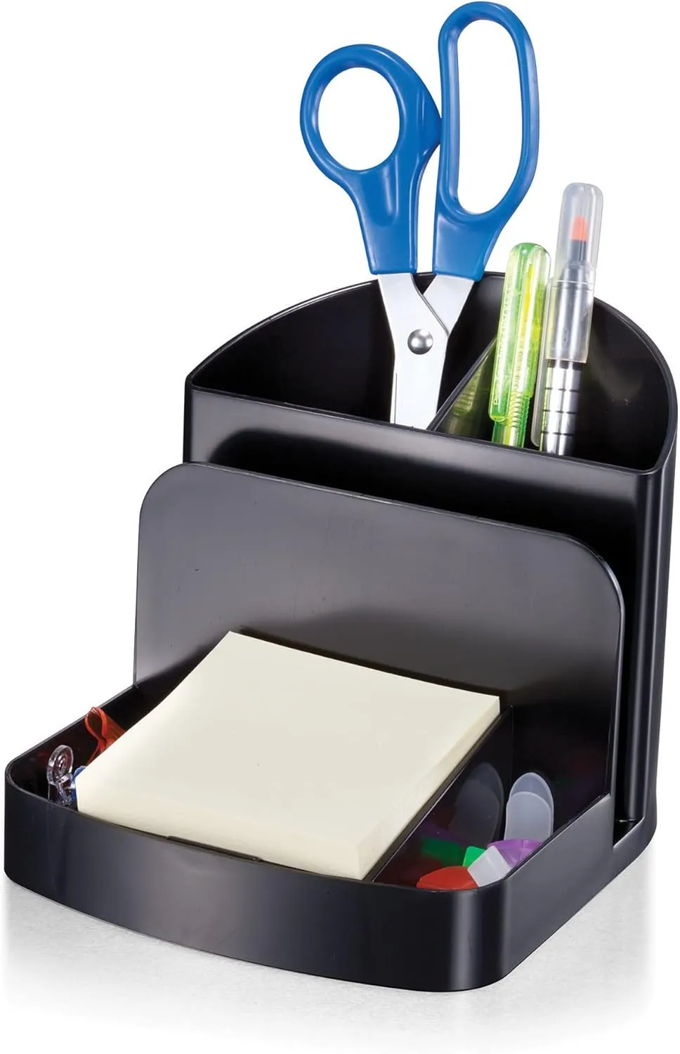 Office Depot Brand 3-Compartment Deluxe Desk Organizer, 30% Recycled, Black
