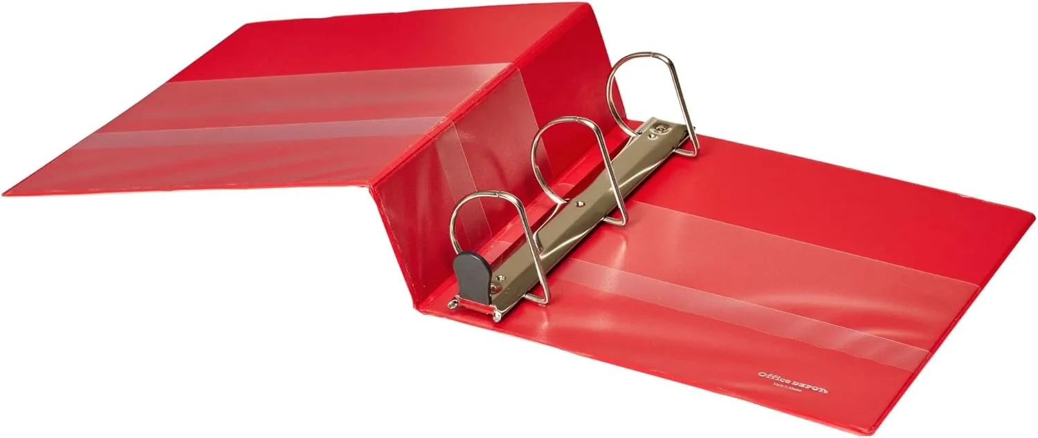 Office Depot® Brand Heavy-Duty Easy Open® D-Ring View Binder, 3" Rings, 54% Recycled, Red