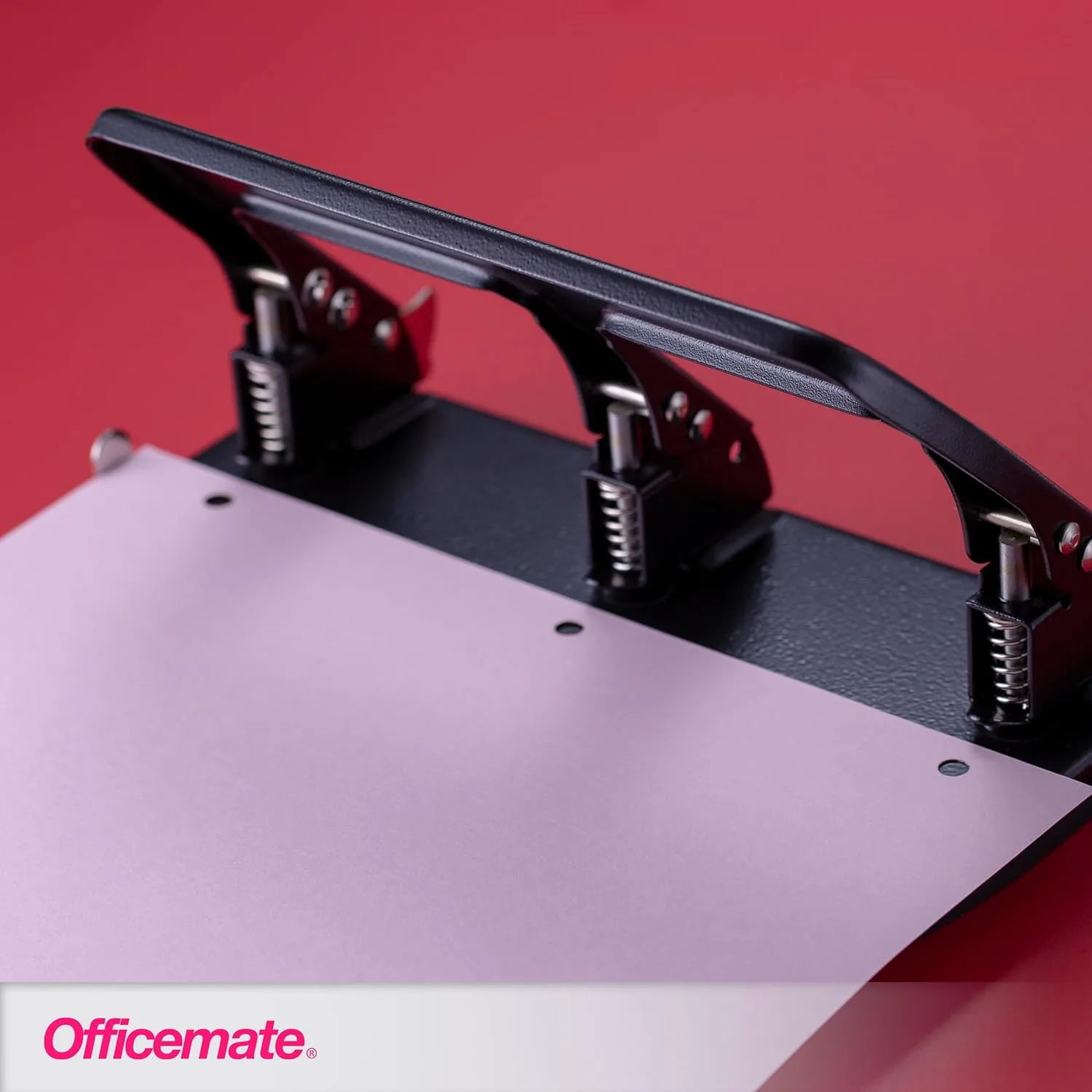 Office Depot Medium-Duty 3-Hole Punch with Ergonomic Handle, 30-Sheet Capacity, Black