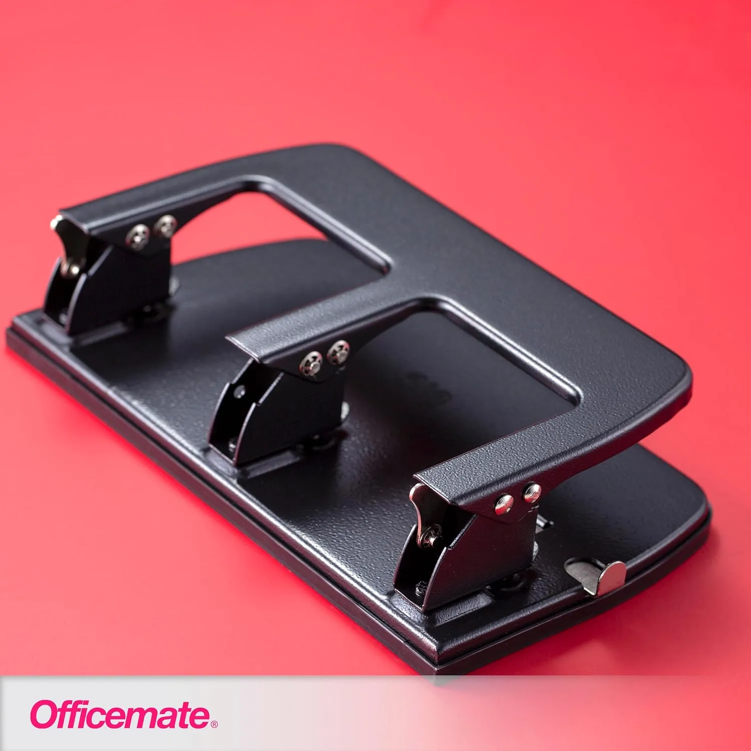Office Depot Medium-Duty 3-Hole Punch with Ergonomic Handle, 30-Sheet Capacity, Black