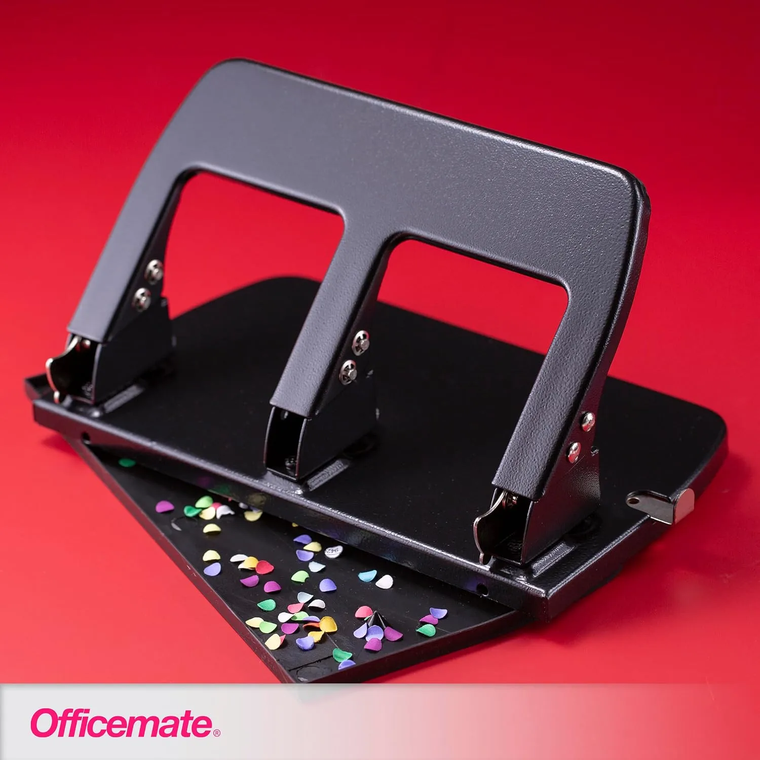 Office Depot Medium-Duty 3-Hole Punch with Ergonomic Handle, 30-Sheet Capacity, Black