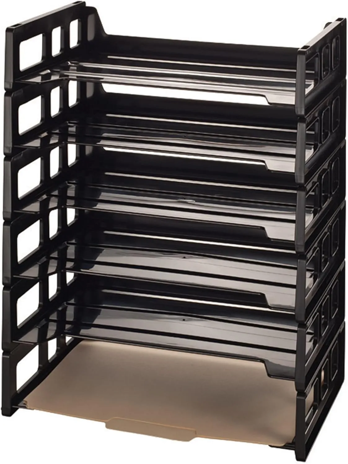 Office Depot 30% Recycled Ribbed Bottom Stackable Letter Trays, Black, Pack Of 6, 10415