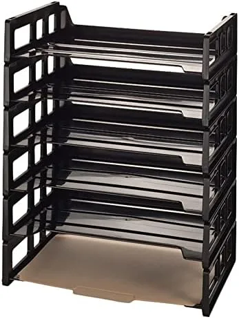 Office Depot 30% Recycled Ribbed Bottom Stackable Letter Trays, Black, Pack Of 6, 10415