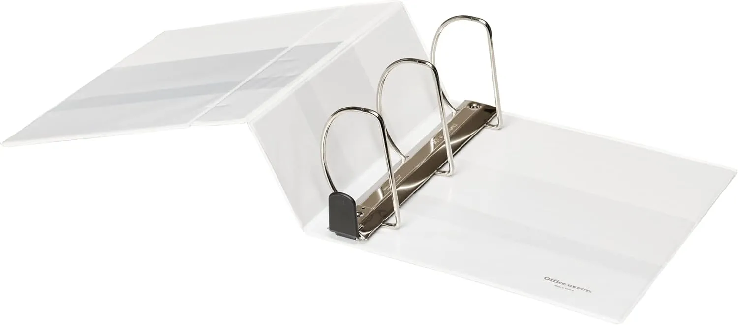 Office Depot Brand Heavy-Duty D-Ring View Binder, 5" Rings, 54% Recycled, White