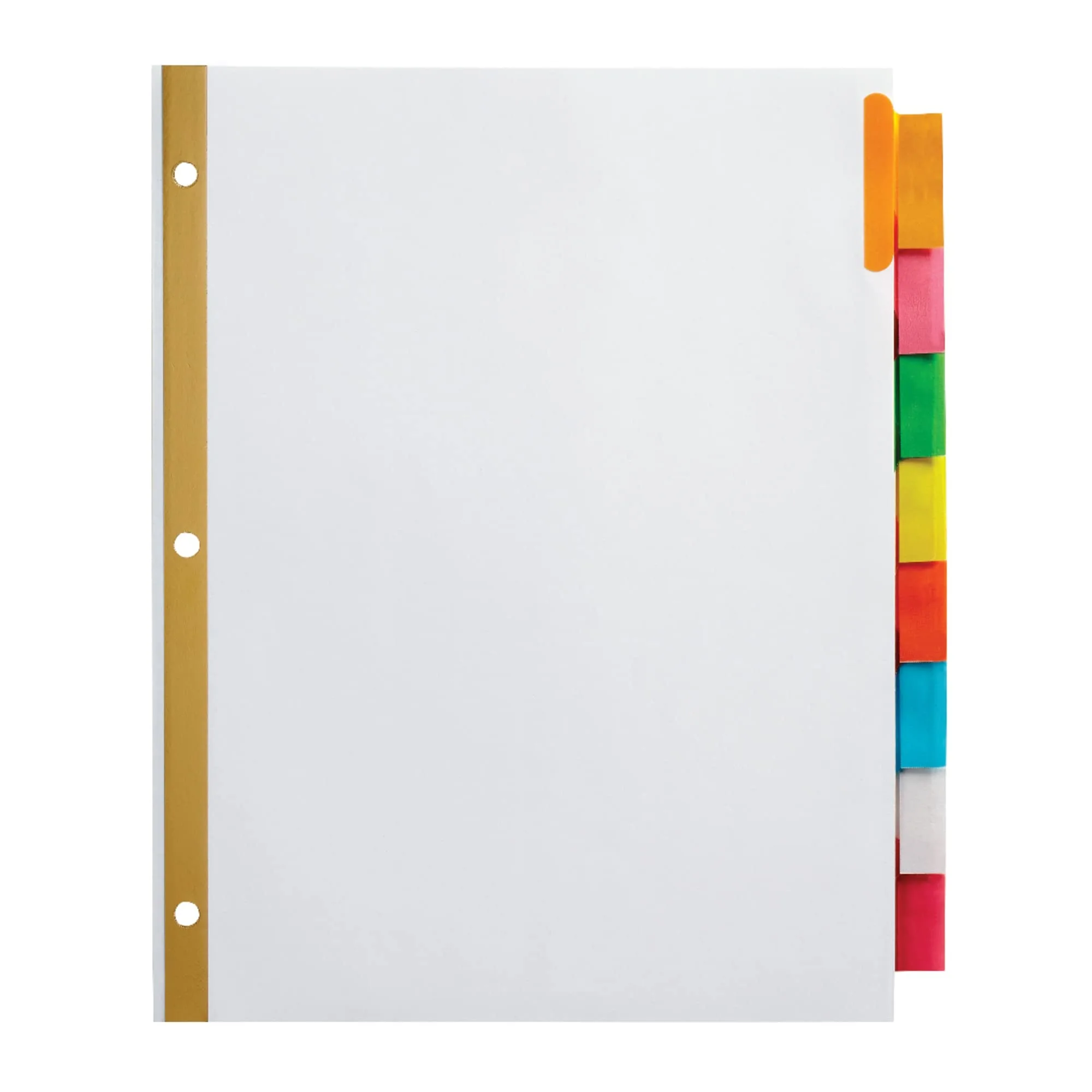 Office Depot Insertable Dividers With Big Tabs, White, Assorted Colors, 8-Tab, OD14791