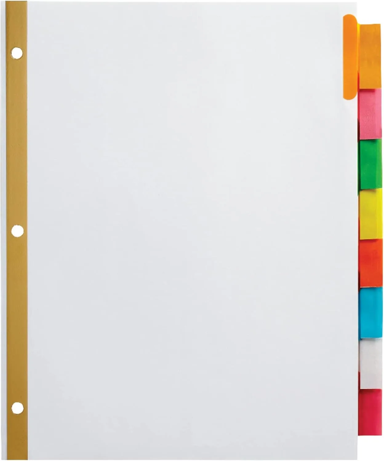 Office Depot Insertable Dividers With Big Tabs, White, Assorted Colors, 8-Tab, OD14791