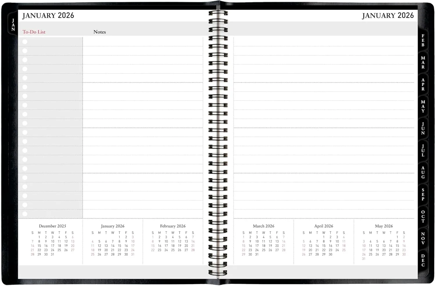 Office Depot Brand Weekly Monthly Planner, 8" x 11", Black, January 2026 to December 2026, OD71080026