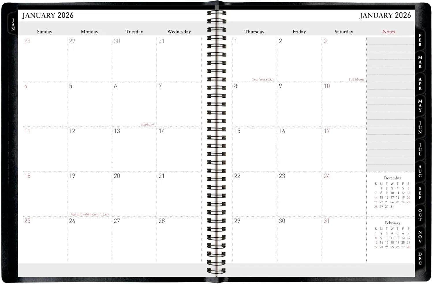 Office Depot Brand Weekly Monthly Planner, 8" x 11", Black, January 2026 to December 2026, OD71080026