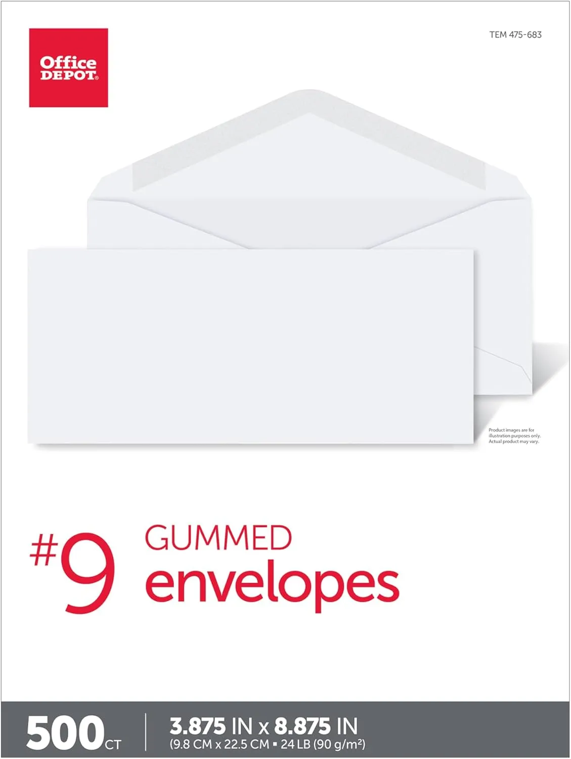 Office Depot All-Purpose #9 Envelopes, White, Box of 500