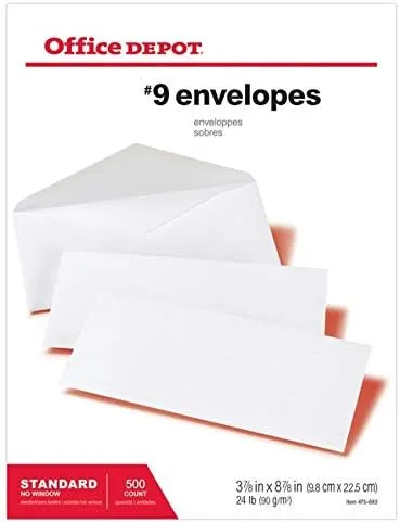 Office Depot All-Purpose #9 Envelopes, White, Box of 500