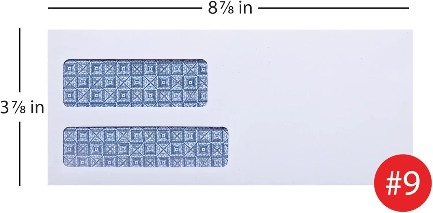 Office Depot 100% Recycled Lift Press Double-Window Envelopes, #9, White, Pack of 500
