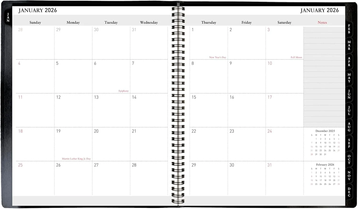 Office Depot Brand Monthly Planner, 9" x 11", Black, January 2026 to January 2027, OD71060026