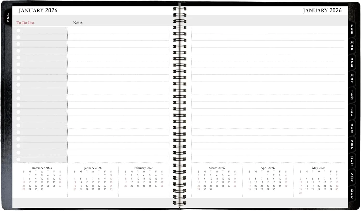 Office Depot Brand Monthly Planner, 9" x 11", Black, January 2026 to January 2027, OD71060026