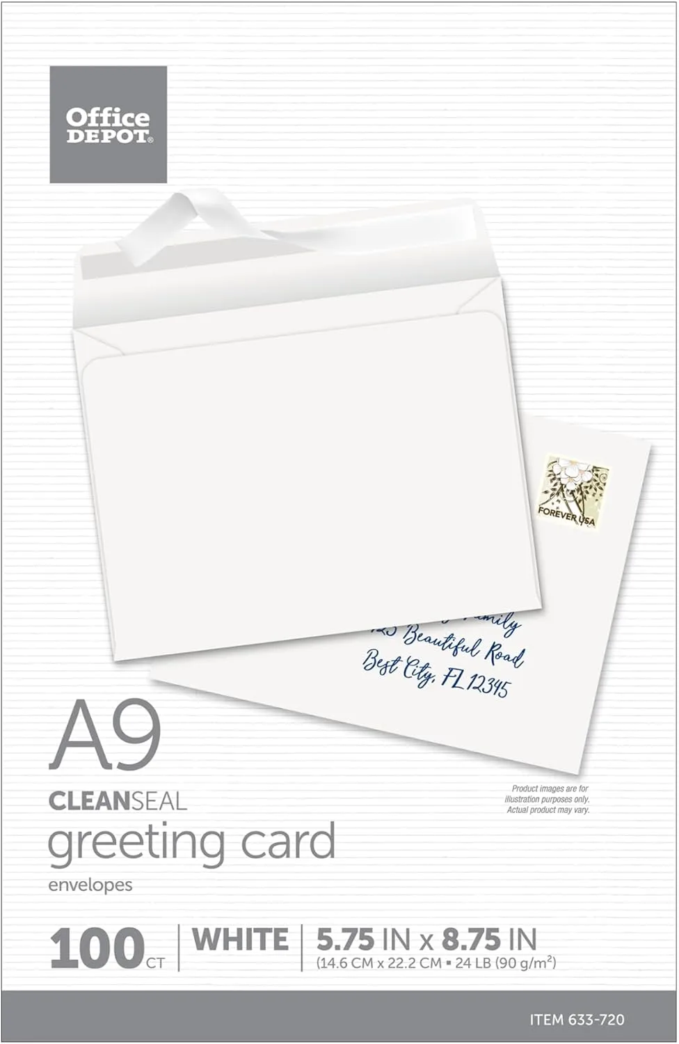 Office Depot Clean Seal(TM) Invitation Envelopes, 5 3/4in. x 8 3/4in., White, Box Of 100, 12030