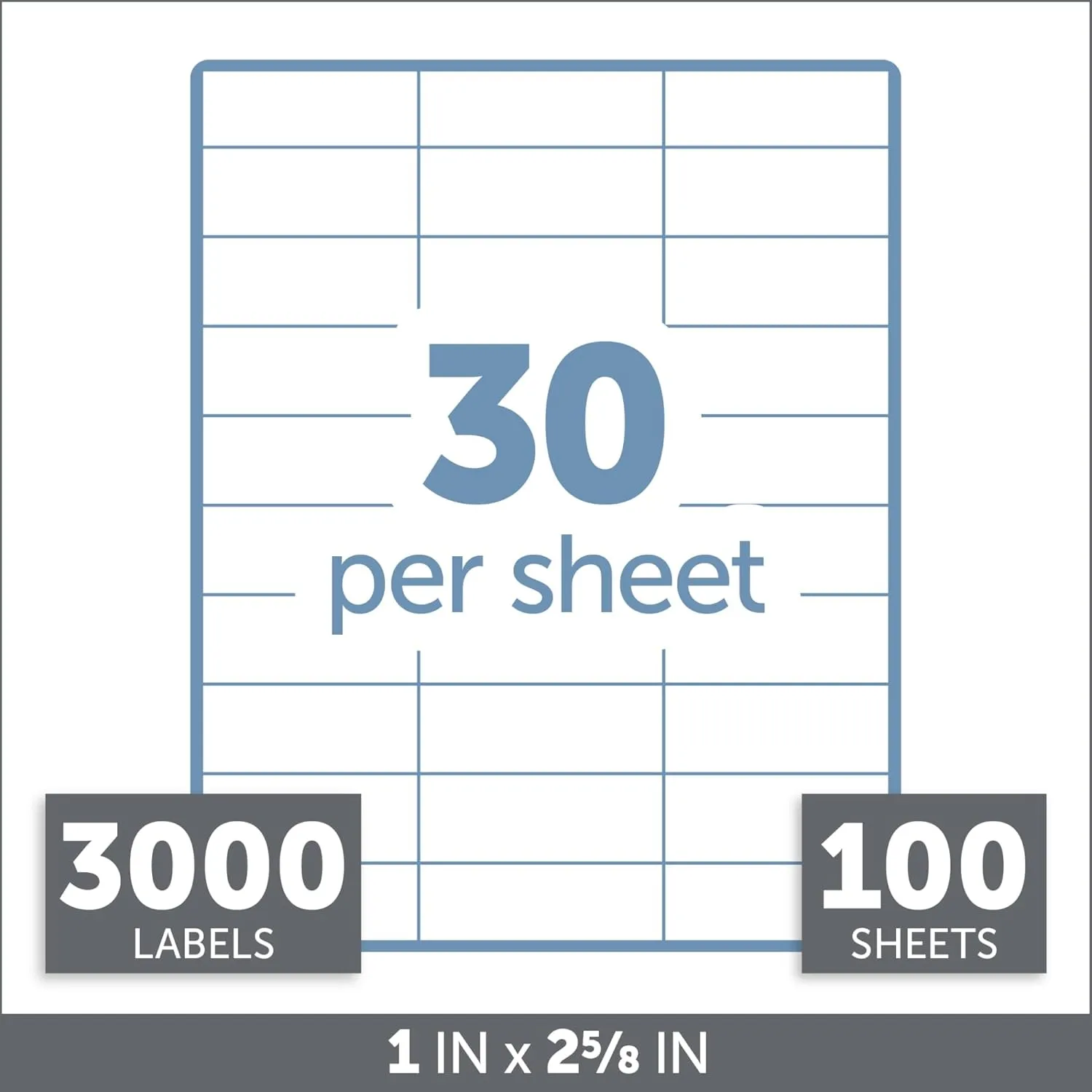 Office Depot White Inkjet/Laser Address Labels, 1in. x 2 5/8in., Box of 3,000, 505-O004-0004