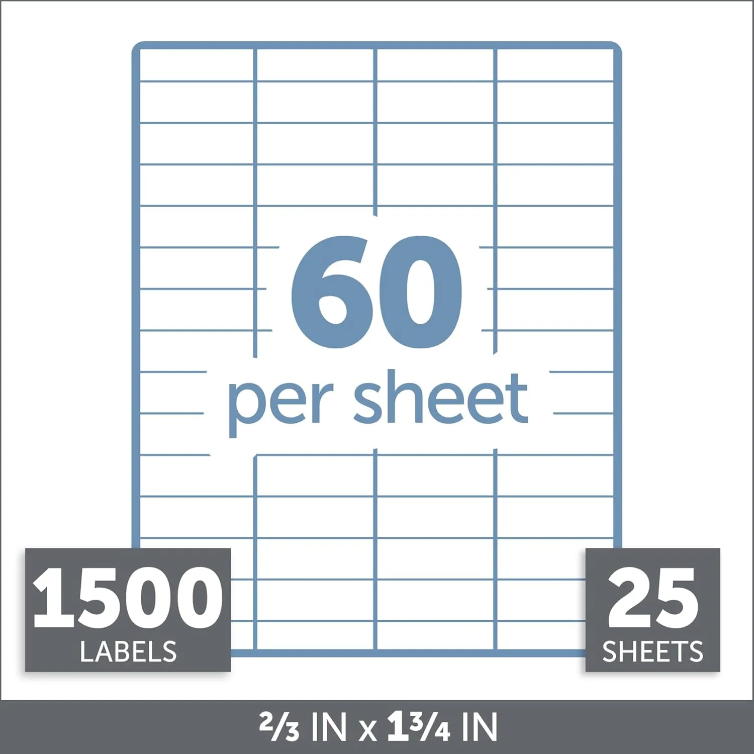 Office Depot White Inkjet/Laser Return Address Labels, 2/3in. x 1 3/4in., Pack of 1,500, 505-O004-0015