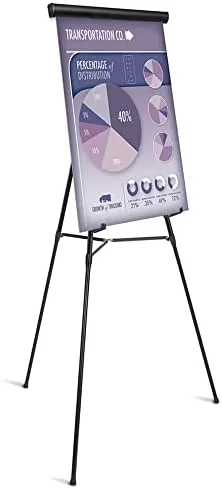 Office Depot Presentation Easel, Adjustable 35.5–65 in, Black with Chart Holder