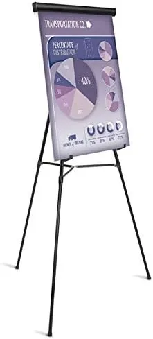 Office Depot Presentation Easel, Adjustable 35.5–65 in, Black with Chart Holder