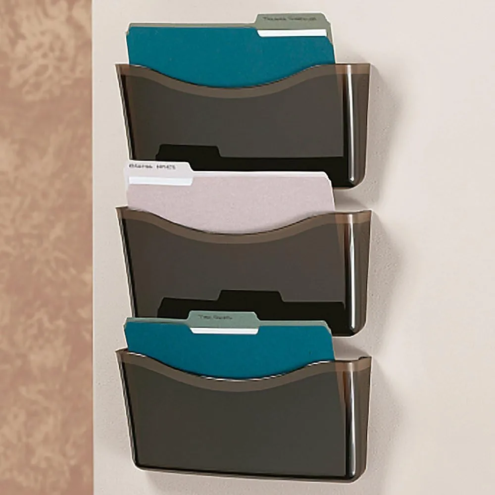 Brenton Studio Unbreakable 3-Pocket Letter-Size Wall Files, Black - Pack of 3