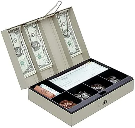 Office Depot Cash Box, 3 1/8" H x 11 3/8" W x 7 5/8" D, Sand