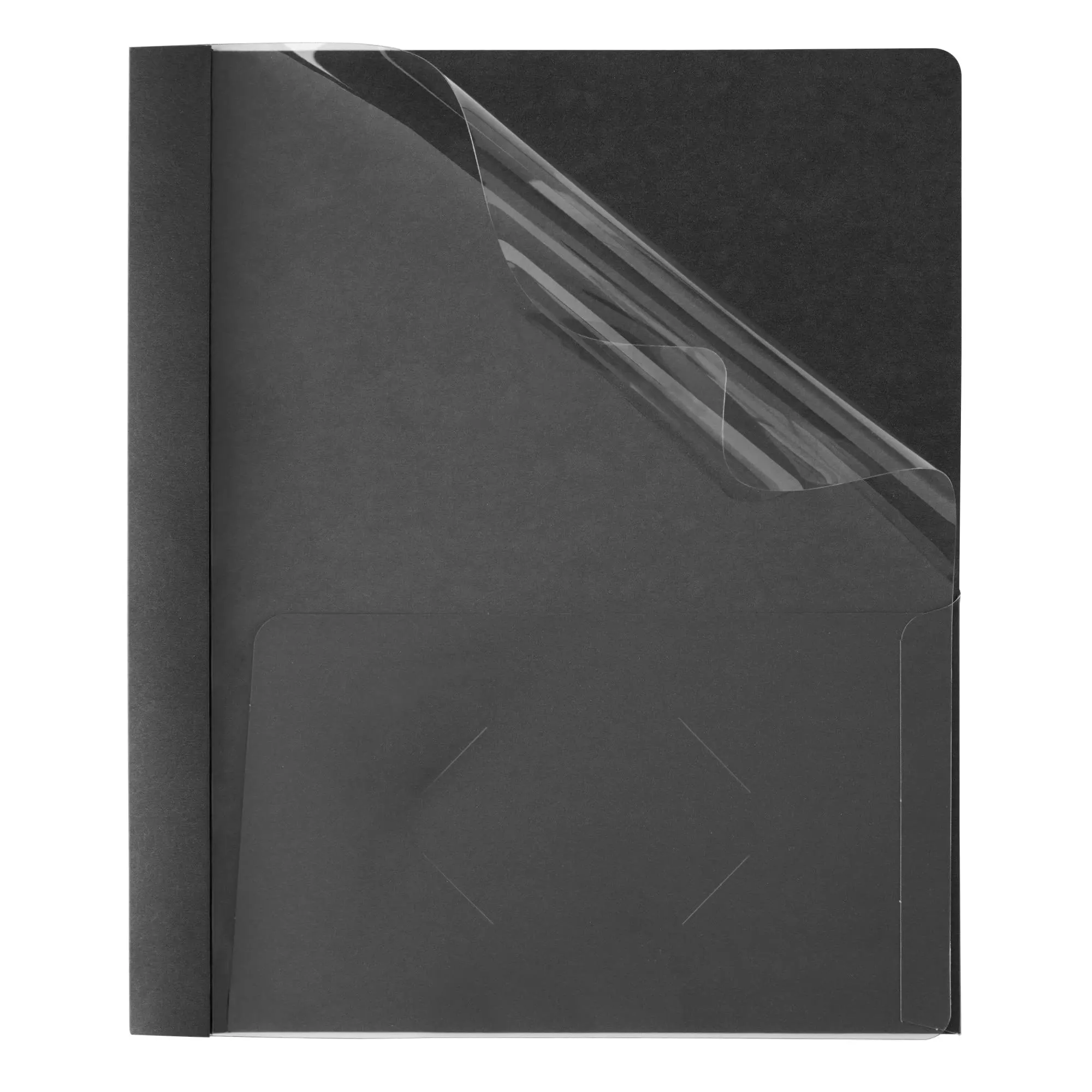 Office Depot® Brand Clear-Front Report Covers, 8 1/2" x 11", 1/2" Capacity, Black, Pack of 25