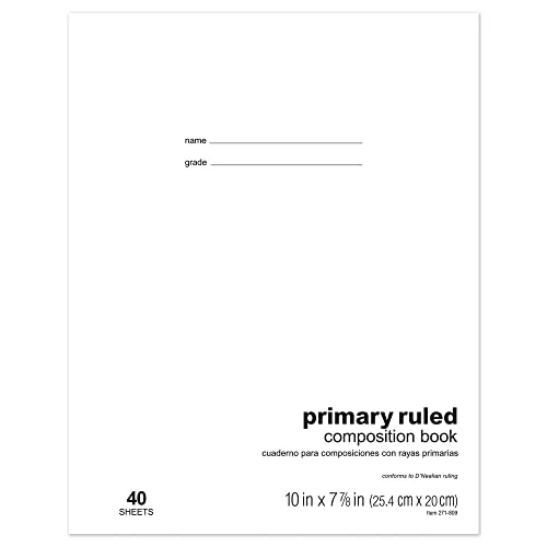 Office Depot Schoolmate Composition Book, 7 7/8in. x 10in., Primary Ruled, 40 Sheets, 4170722
